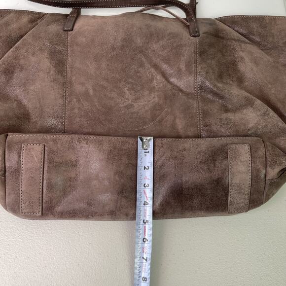 Hobo Kingston Shiny Sheen Brown Leather Tote Bag Purse Large Tassels - Picture 13 of 16